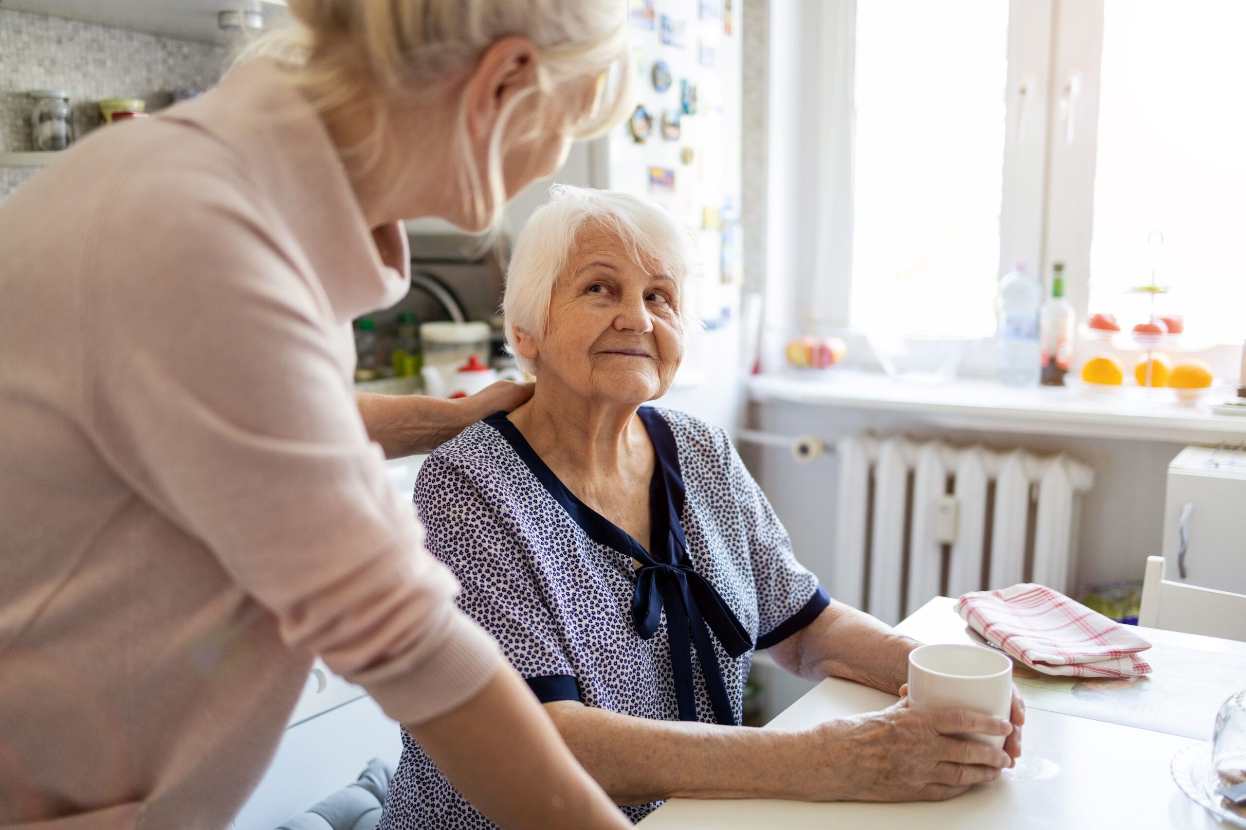 elderly mother and daugter