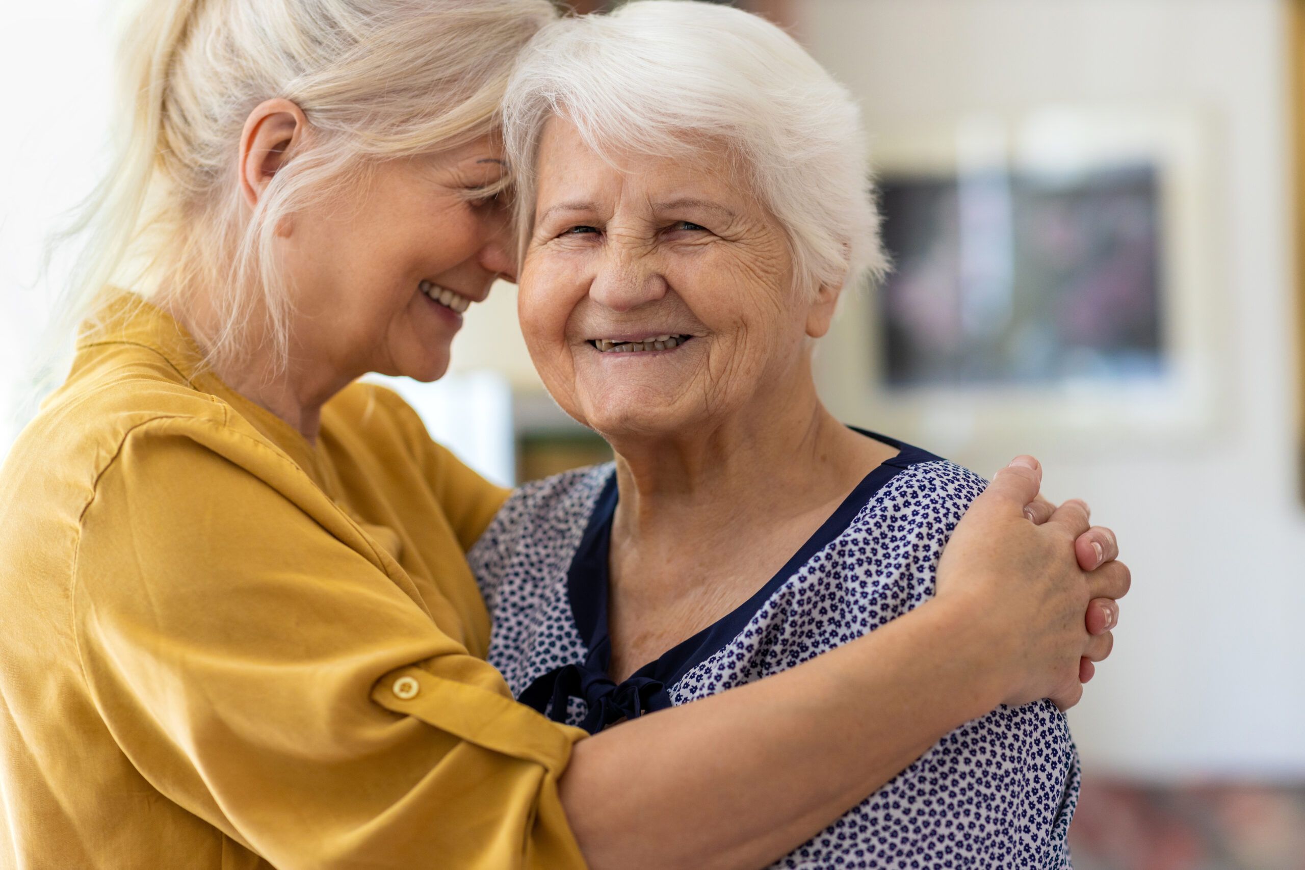 mother and daughter hugging