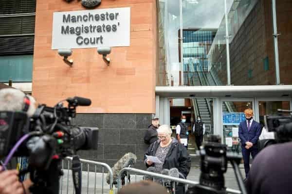 June Tron mother of Philip makes a statement after the Manchester Arena Inquiry findings were published