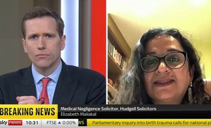 elizabeth maliakal on sky news concept medical negligence in the news feature