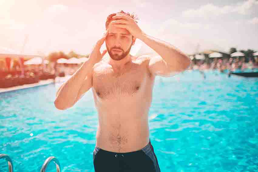 Man on holiday sick