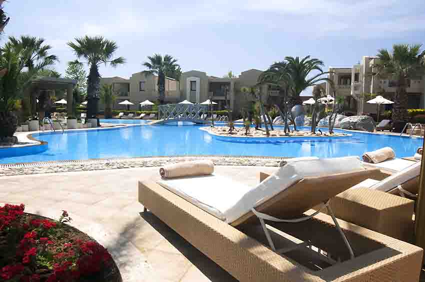 Swimming pool at beautiful vacation holiday resort complex