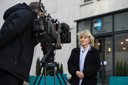 hudgell-solicitors-client-jo-hamilton-speaks-to-the-press-outside-the-post-office-public-inquiry